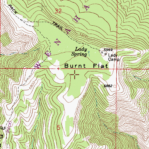 Topographic Map of Burnt Flat, WA
