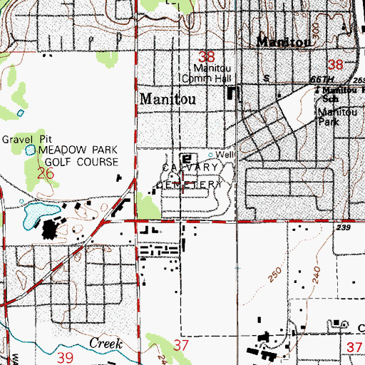 Topographic Map of Calvary Cemetery, WA