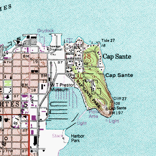 Topographic Map of Cap Sante Park, WA