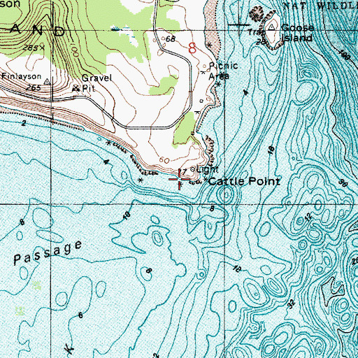 Topographic Map of Cattle Point, WA