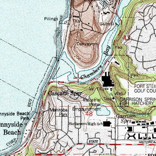 Topographic Map of Chambers Bay, WA