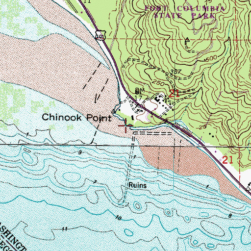 Topographic Map of Chinook Point, WA