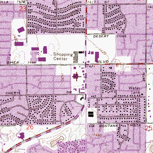 Topographic Map of Shea Plaza Shopping Center, AZ