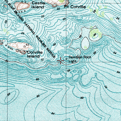 Topographic Map of Davidson Rock Light, WA