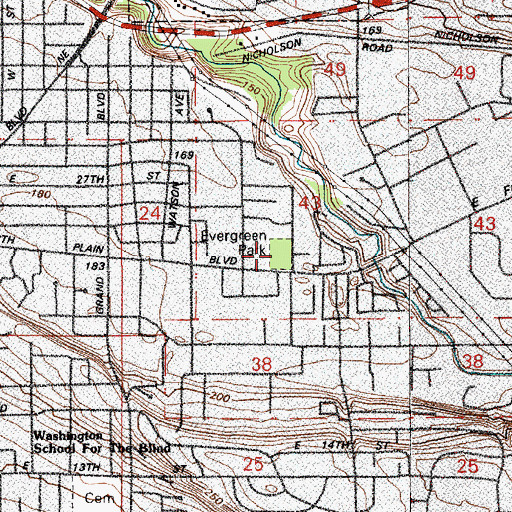 Topographic Map of Evergreen Park, WA