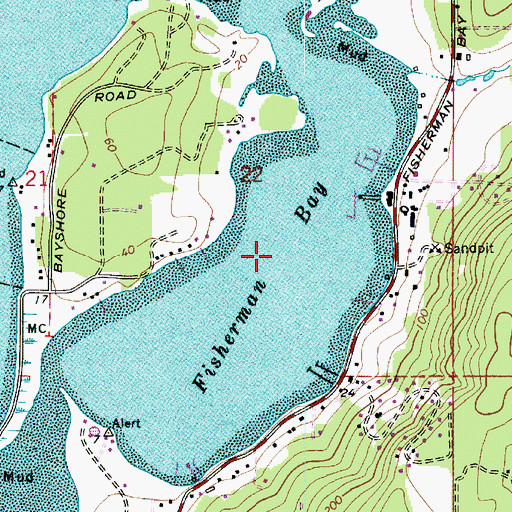 Topographic Map of Fisherman Bay, WA