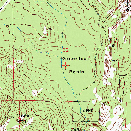 Topographic Map of Greenleaf Basin, WA