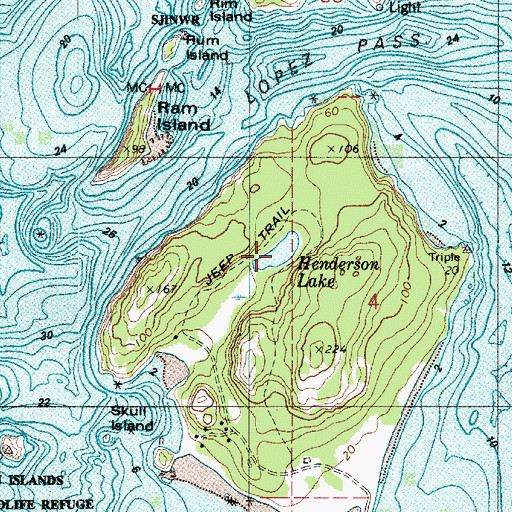 Topographic Map of Henderson Lake, WA