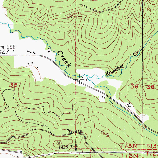 Topographic Map of Kowalski Creek, WA