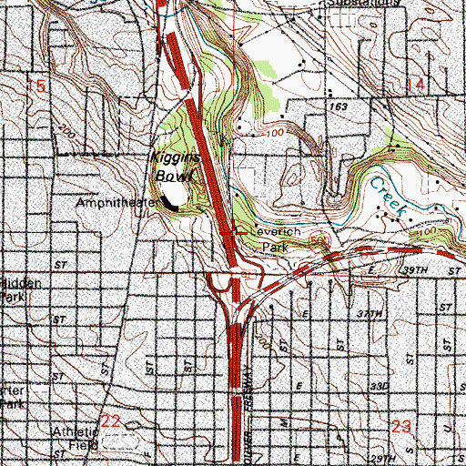 Topographic Map of Leverich Park, WA