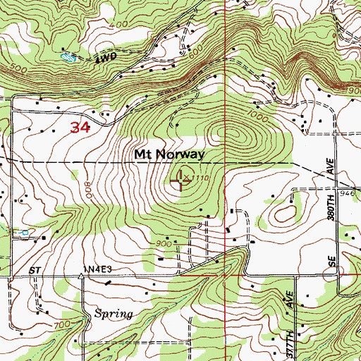 Topographic Map of Mount Norway, WA