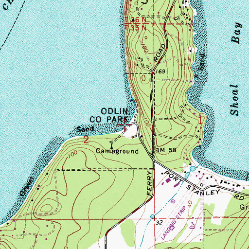 Topographic Map of Odlin County Park, WA