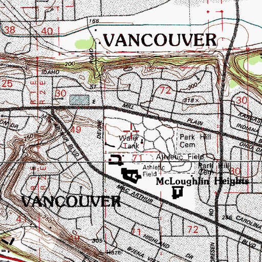 Topographic Map of Park Hill Cemetery, WA