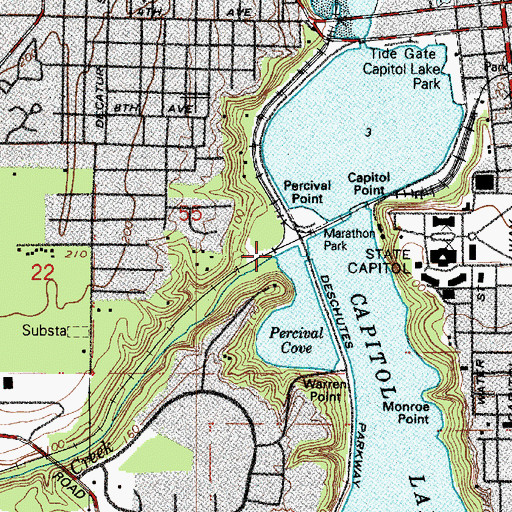 Topographic Map of Percival Creek, WA