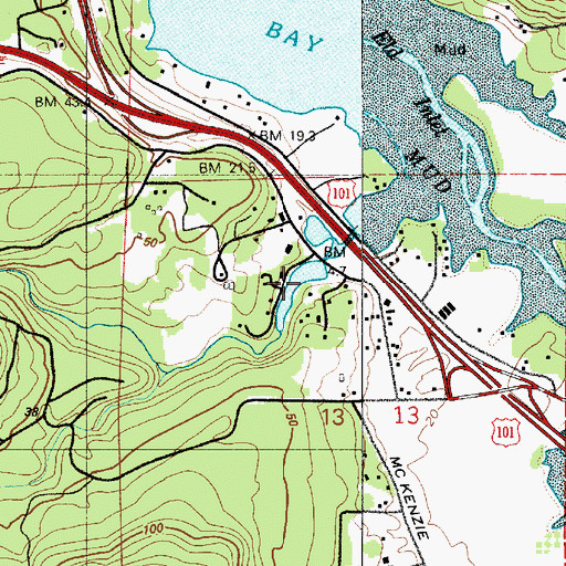 Topographic Map of Perry Creek, WA