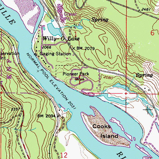 Topographic Map of Pioneer Park, WA
