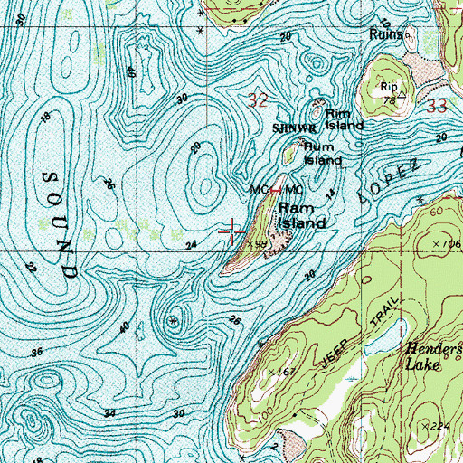 Topographic Map of Ram Island, WA