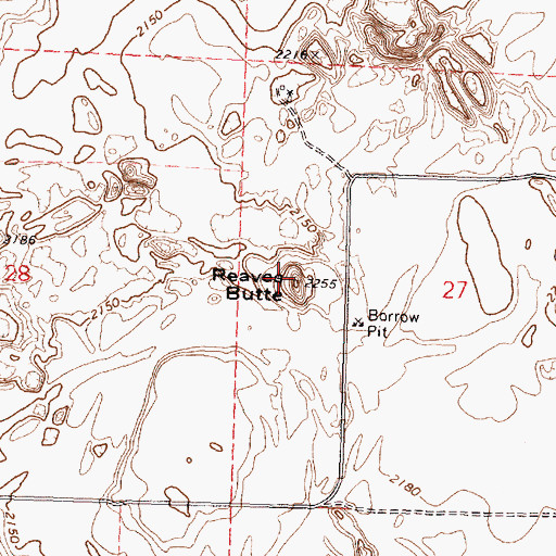 Topographic Map of Reaves Butte, WA