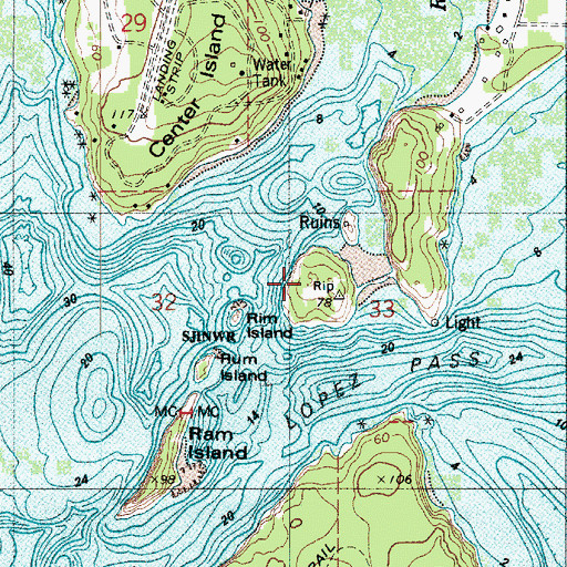 Topographic Map of Rim Island, WA