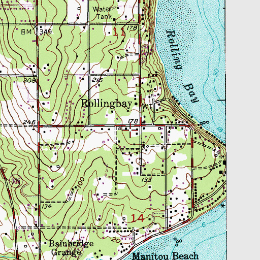 Topographic Map of Rollingbay, WA