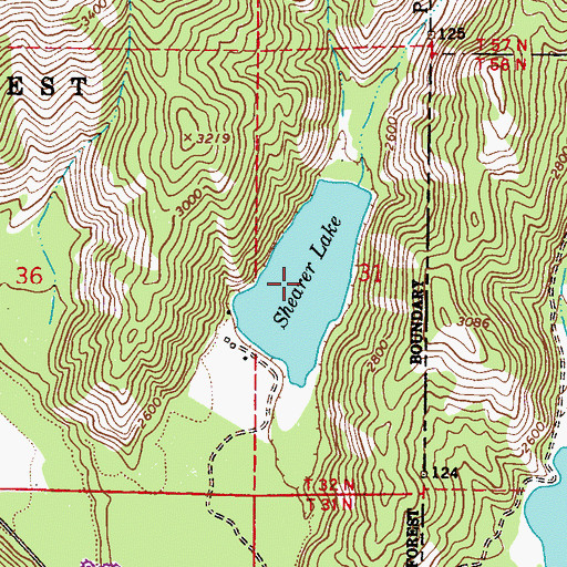 Topographic Map of Shearer Lake, WA