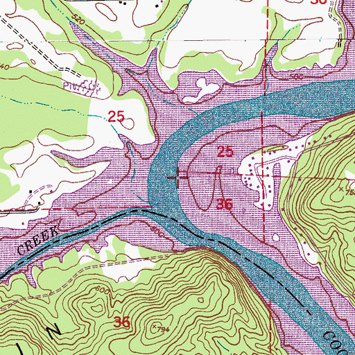 Topographic Map of Leota Shoals, AL