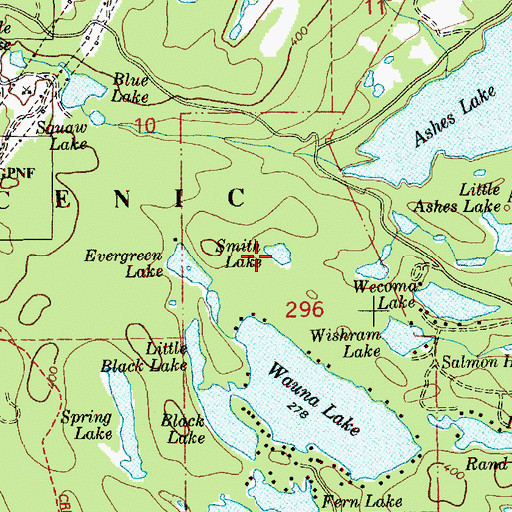 Topographic Map of Smith Lake, WA