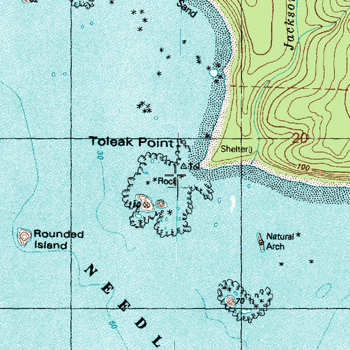 Topographic Map of Toleak Point, WA