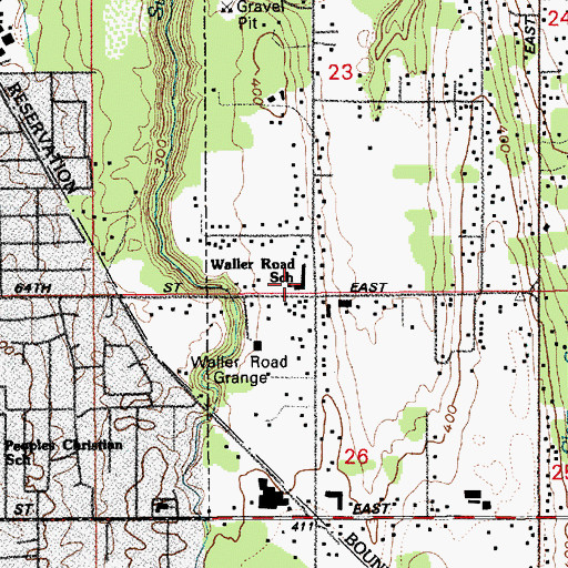 Topographic Map of Walker Road School, WA