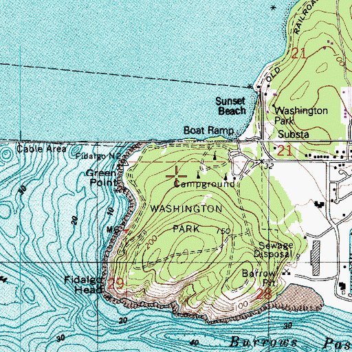 Topographic Map of Washington Park, WA