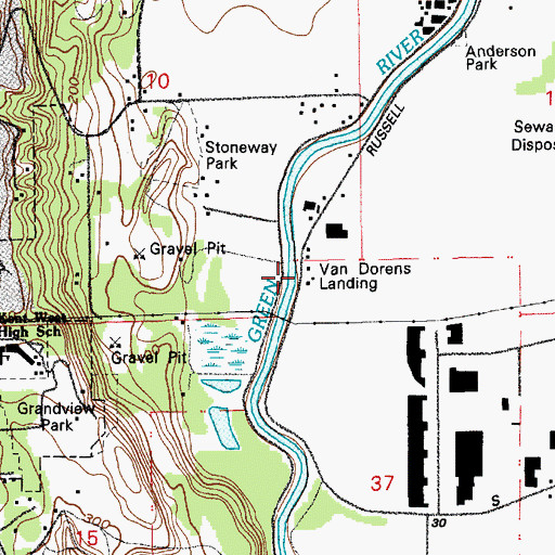 Topographic Map of Van Dorens Landing, WA