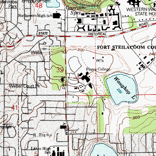Topographic Map of Pierce College at Fort Steilacoom, WA