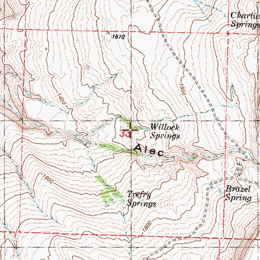 Topographic Map of Willock Springs, WA
