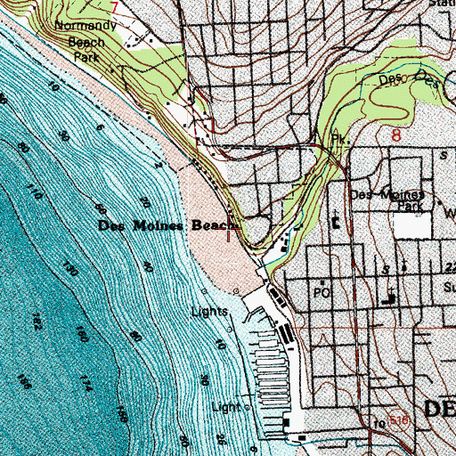 Topographic Map of Des Moines Beach Camp, WA