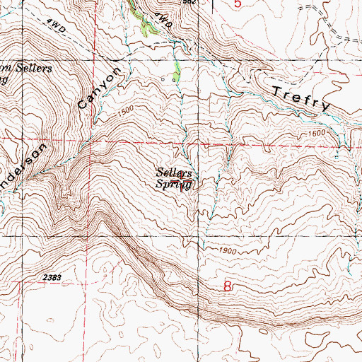 Topographic Map of Sellers Spring, WA