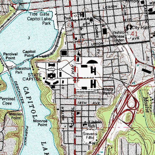 Topographic Map of Capitol, WA