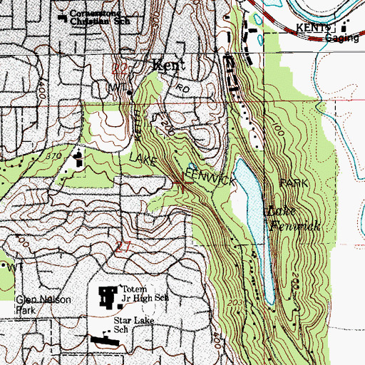 Topographic Map of Lake Fenwick Park, WA