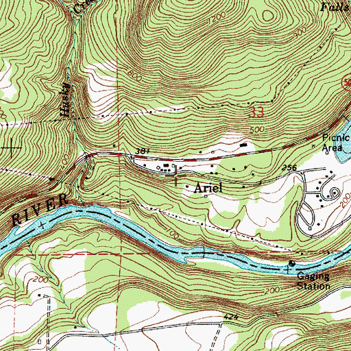Topographic Map of Ariel, WA