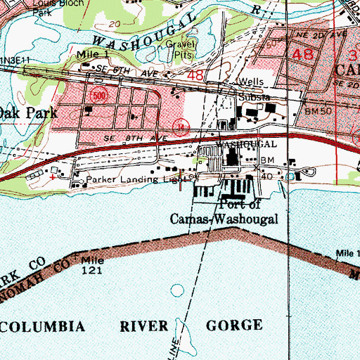 Topographic Map of Parker Landing Light, WA