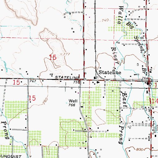 Topographic Map of Stateline, WA