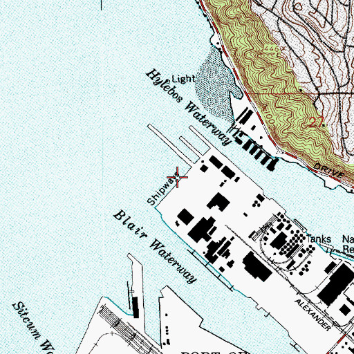 Topographic Map of Pier Number 23, WA