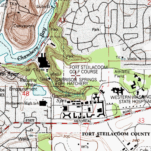 Topographic Map of Fort Steilacoom Golf Course, WA