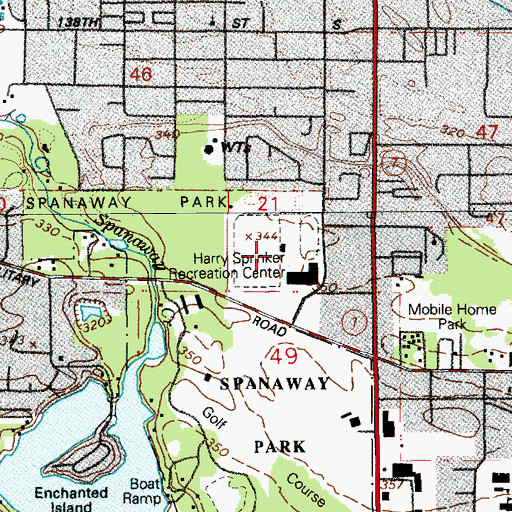Topographic Map of Harry Sprinker Recreation Center, WA