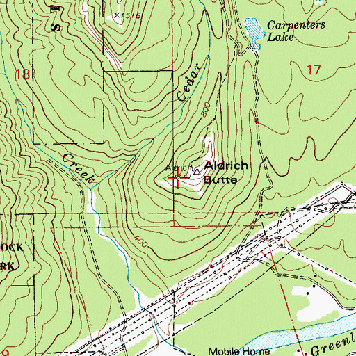 Topographic Map of Aldrich Butte, WA