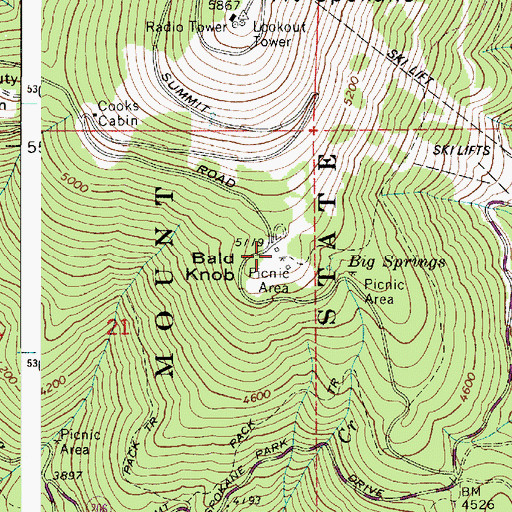 Topographic Map of Bald Knob, WA