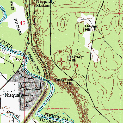 Topographic Map of Bartlett Hill, WA