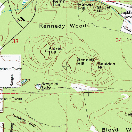Topographic Map of Bennett Hill, WA