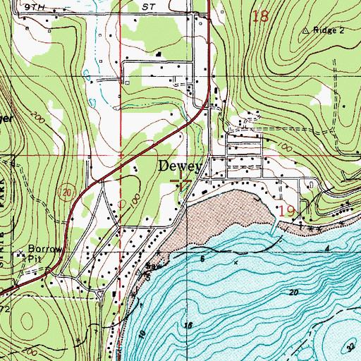 Topographic Map of Dewey, WA