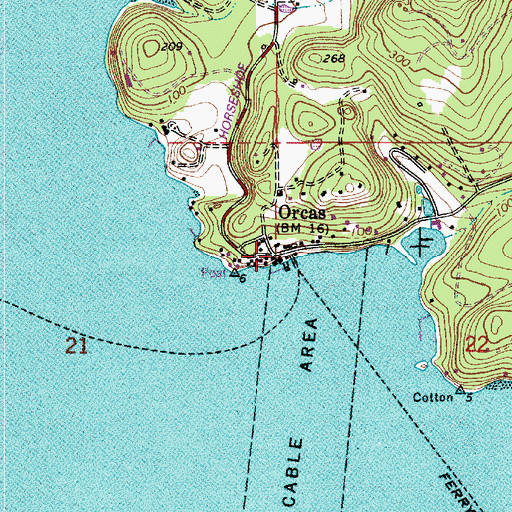 Topographic Map of Orcas, WA