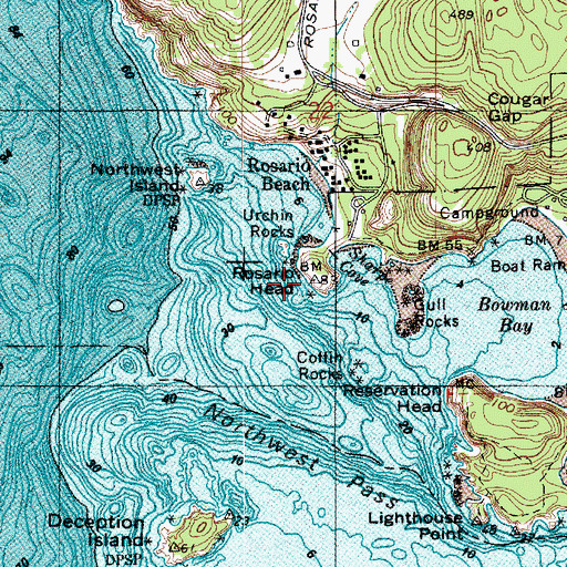Topographic Map of Rosario Head, WA